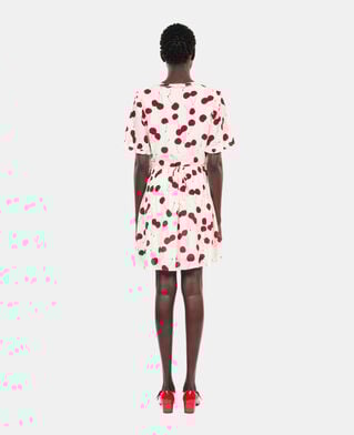 The Kooples DAMEN ECRU RED kurzes kleid mit kirschendruck