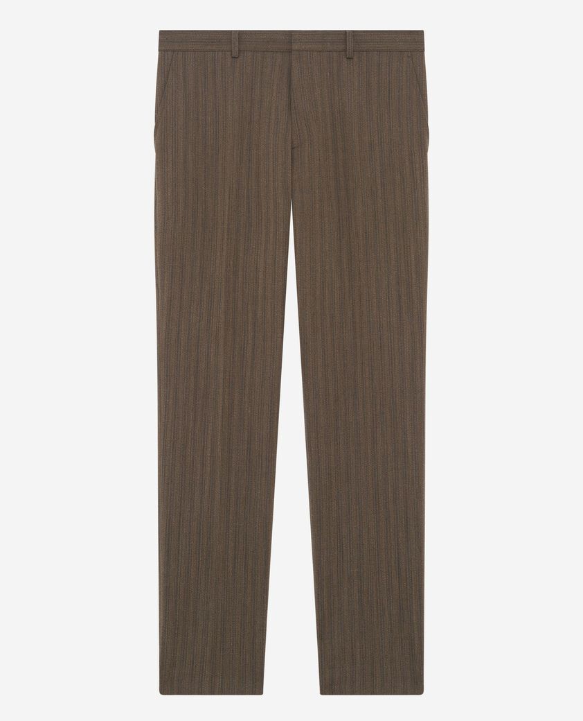 The Kooples HOMME LIGHT BROWN pantalon de costume droit à rayures marron