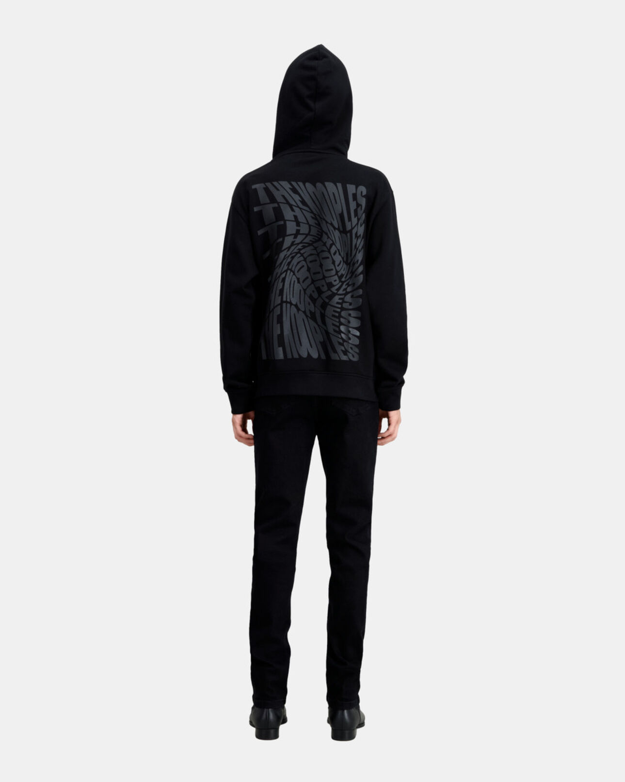 The Kooples HOMME BLACK sweatshirt homme à capuche noir avec sérigraphie logo graphique