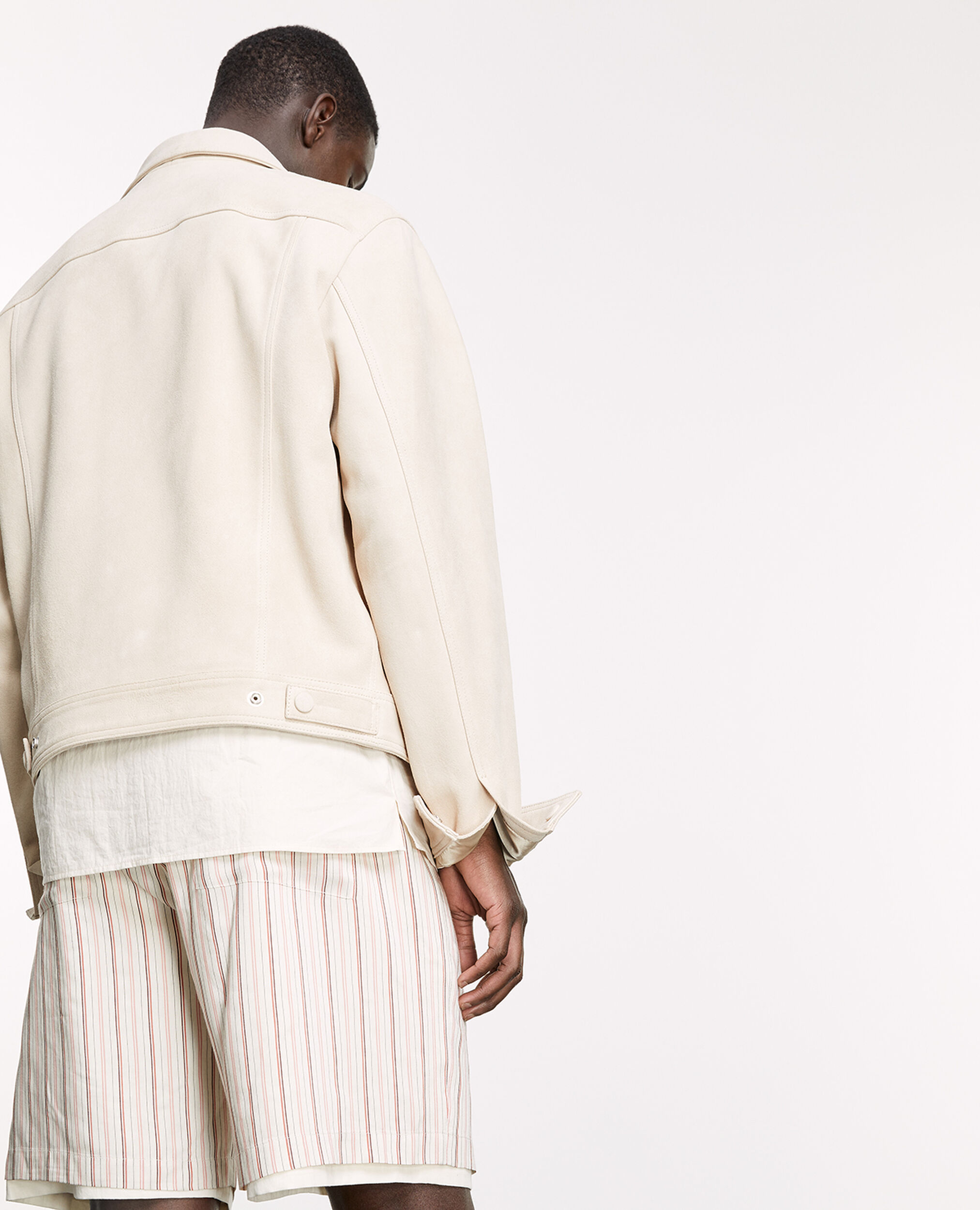Suede-like beige leather shirt w/buttons, LIGHT BEIGE, hi-res image number null