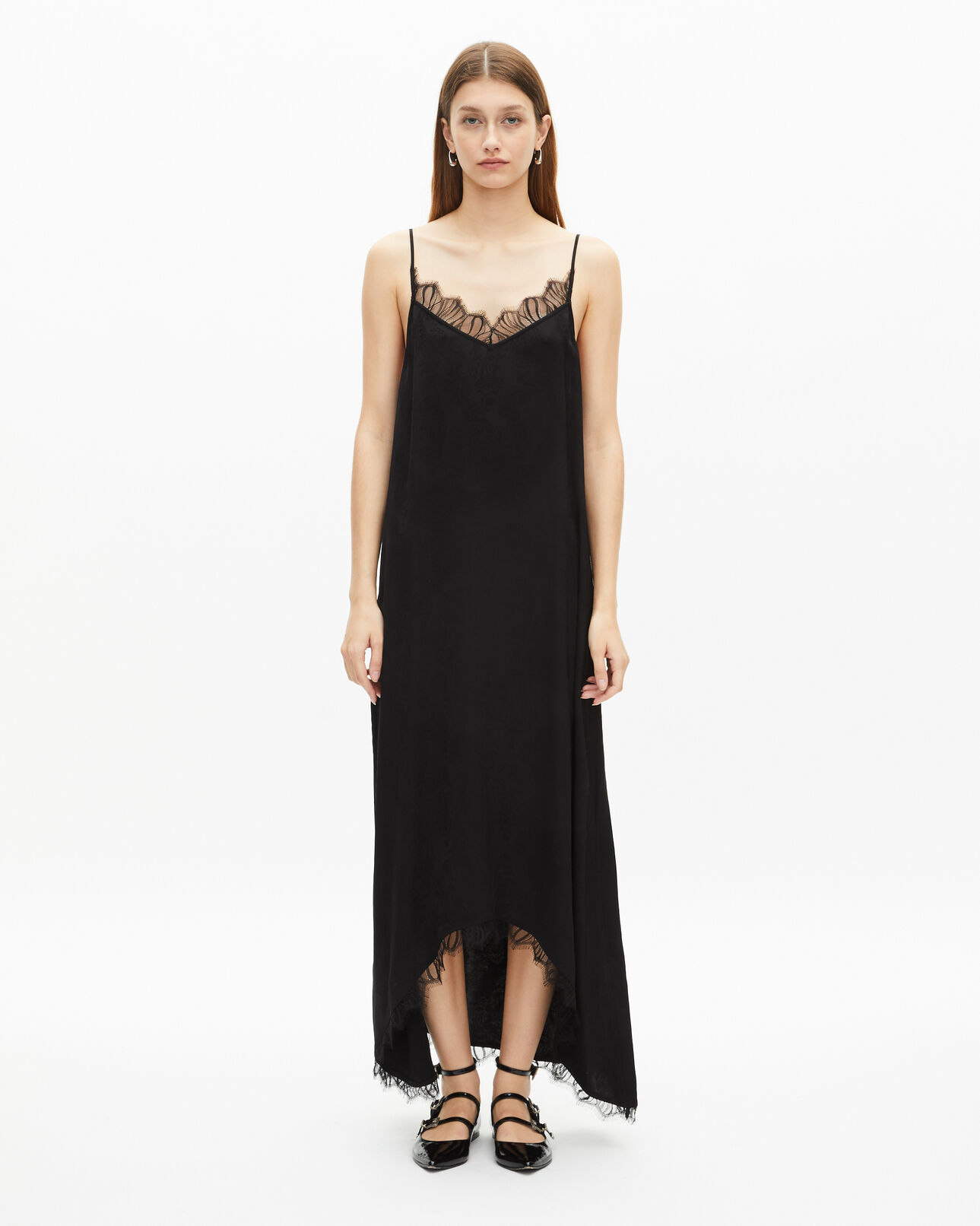 The Kooples FEMME BLACK robe nuisette longue jacquard noire