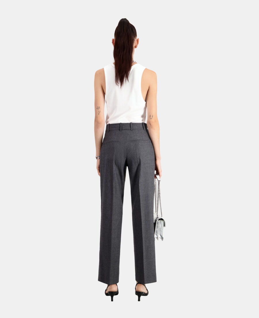The Kooples F GREY grey flannel trousers with pleats