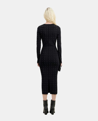The Kooples FEMME BLACK robe longue avec spikes noire