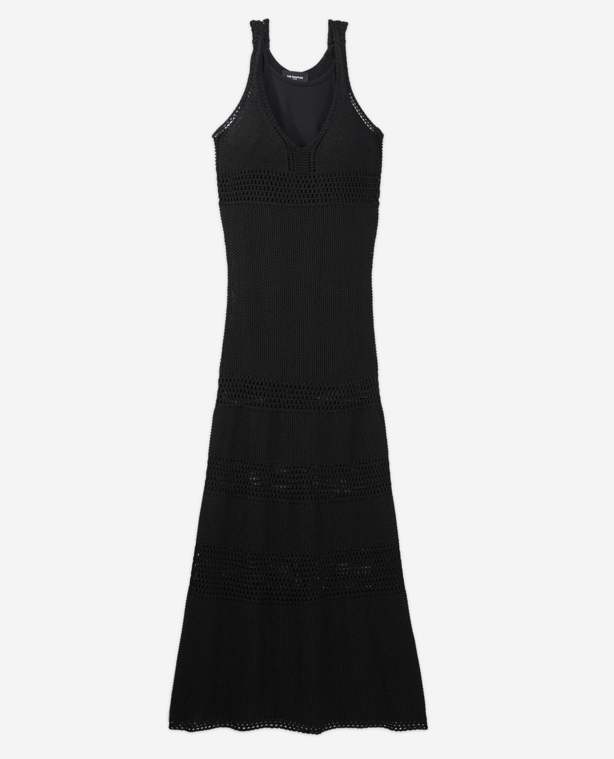 Long sleeveless black mesh dress, BLACK, hi-res image number null