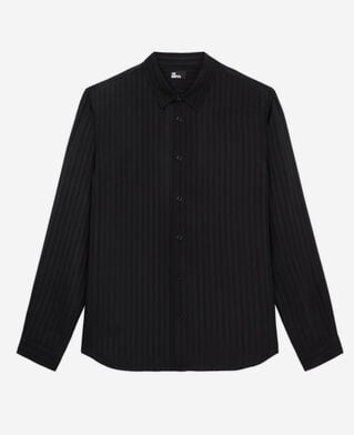 The Kooples HERREN BLACK gestreiftes, schwarzes hemd mit klassischer kragen