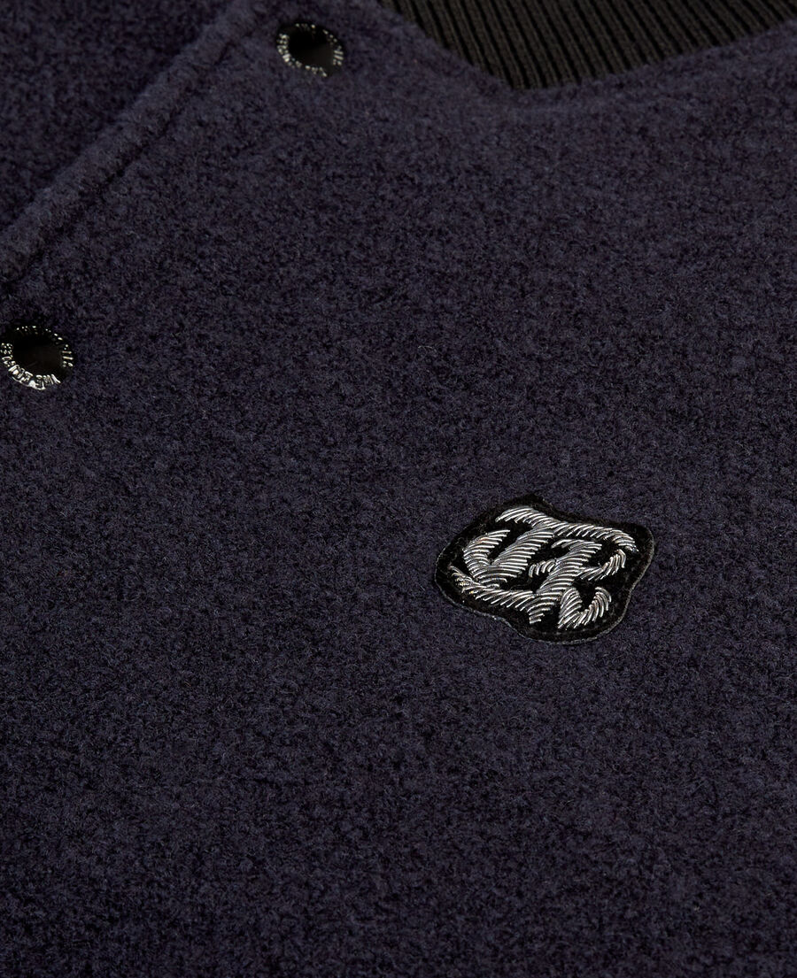 The Kooples HOMME DARK NAVY blouson en tissu bouclette bleu marine