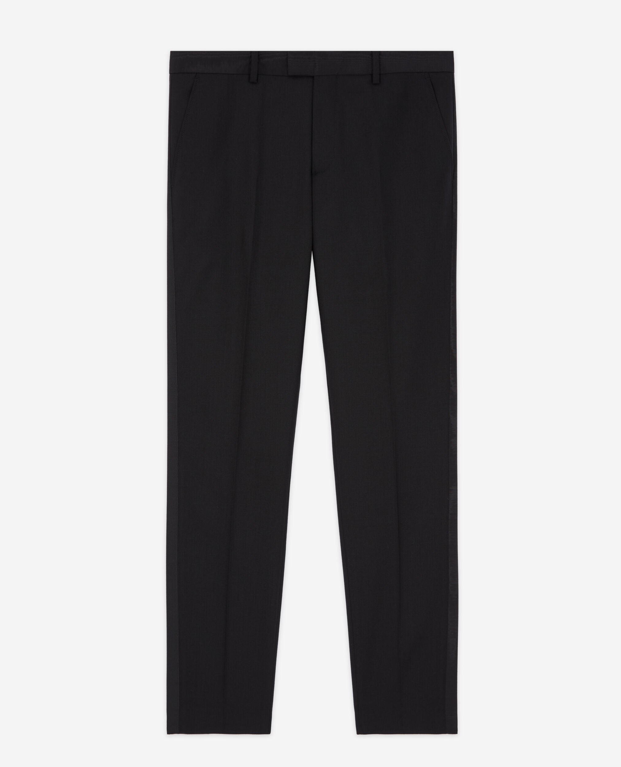 Black satin suit pants