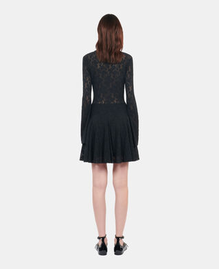 The Kooples FEMME BLACK robe patineuse courte en dentelle noire