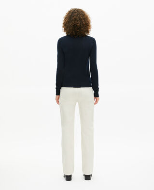 The Kooples FEMME NAVY pull col rond en laine mérinos marine
