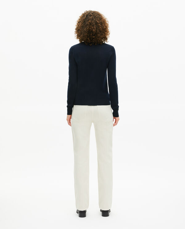 The Kooples FEMME NAVY pull col rond en laine mérinos marine