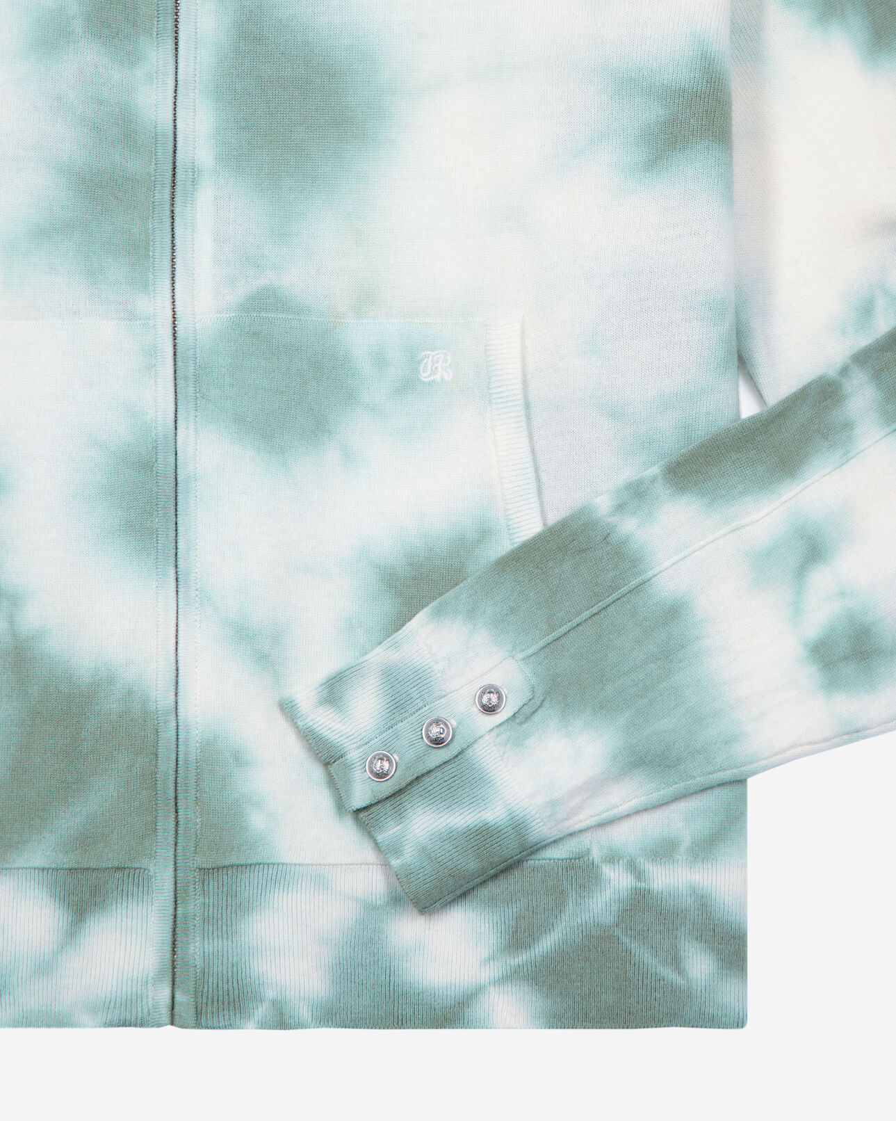 The Kooples HOMME KAKI / WHITE cardigan en laine mérinos tie and dye kaki