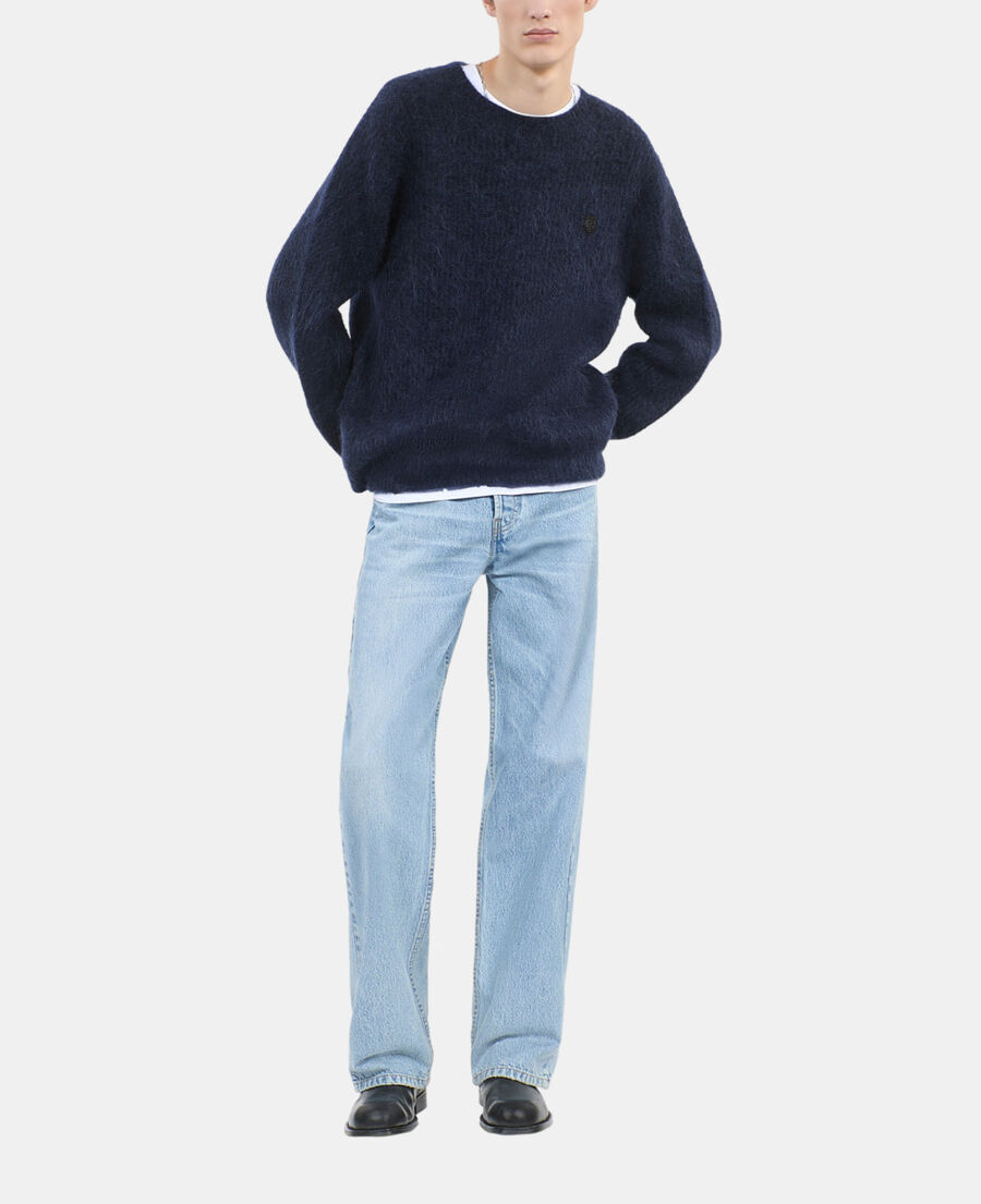 The Kooples HERREN NAVY marineblauer pullover aus mohair und wolle