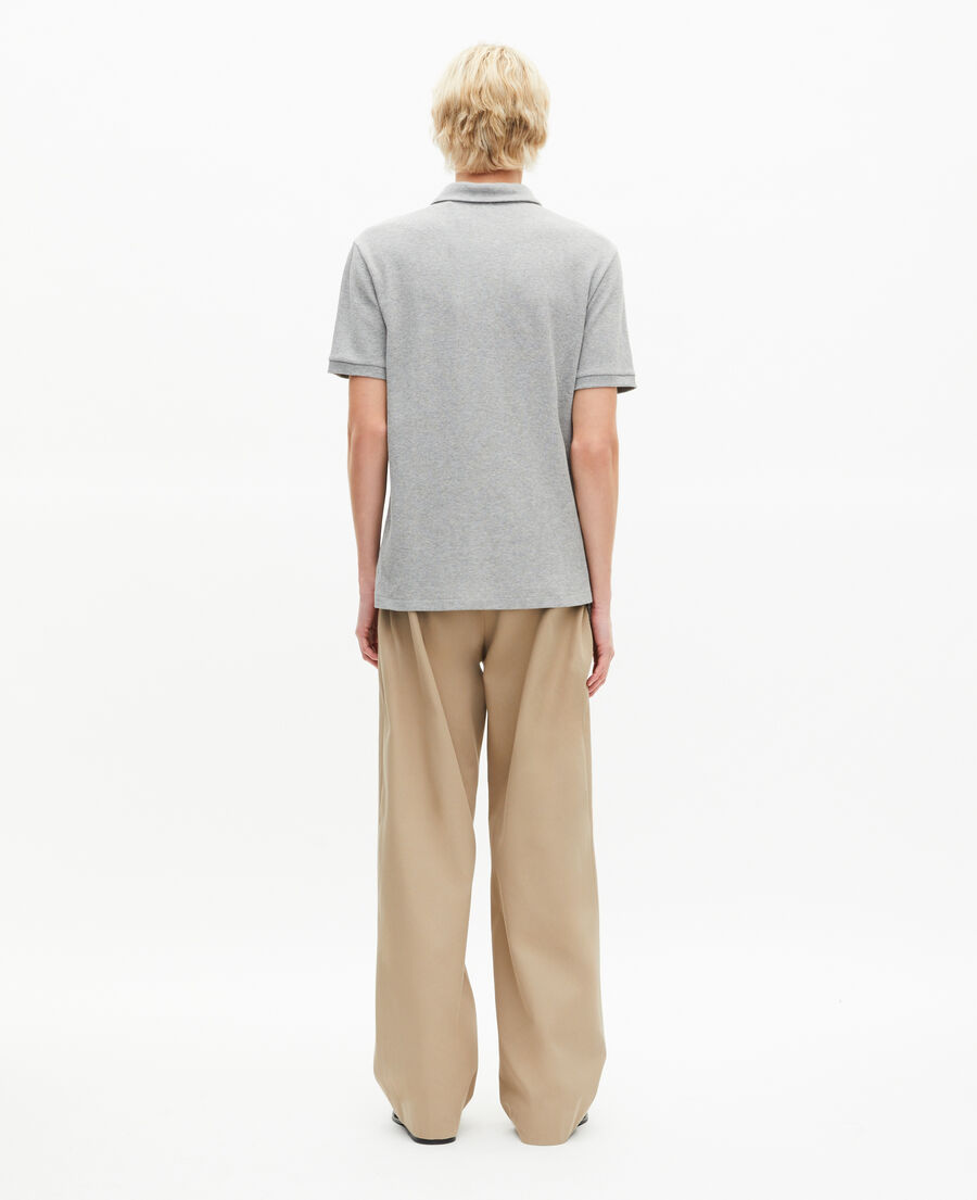 The Kooples H GREY MELANGE honeycomb polo shirt with grey crest