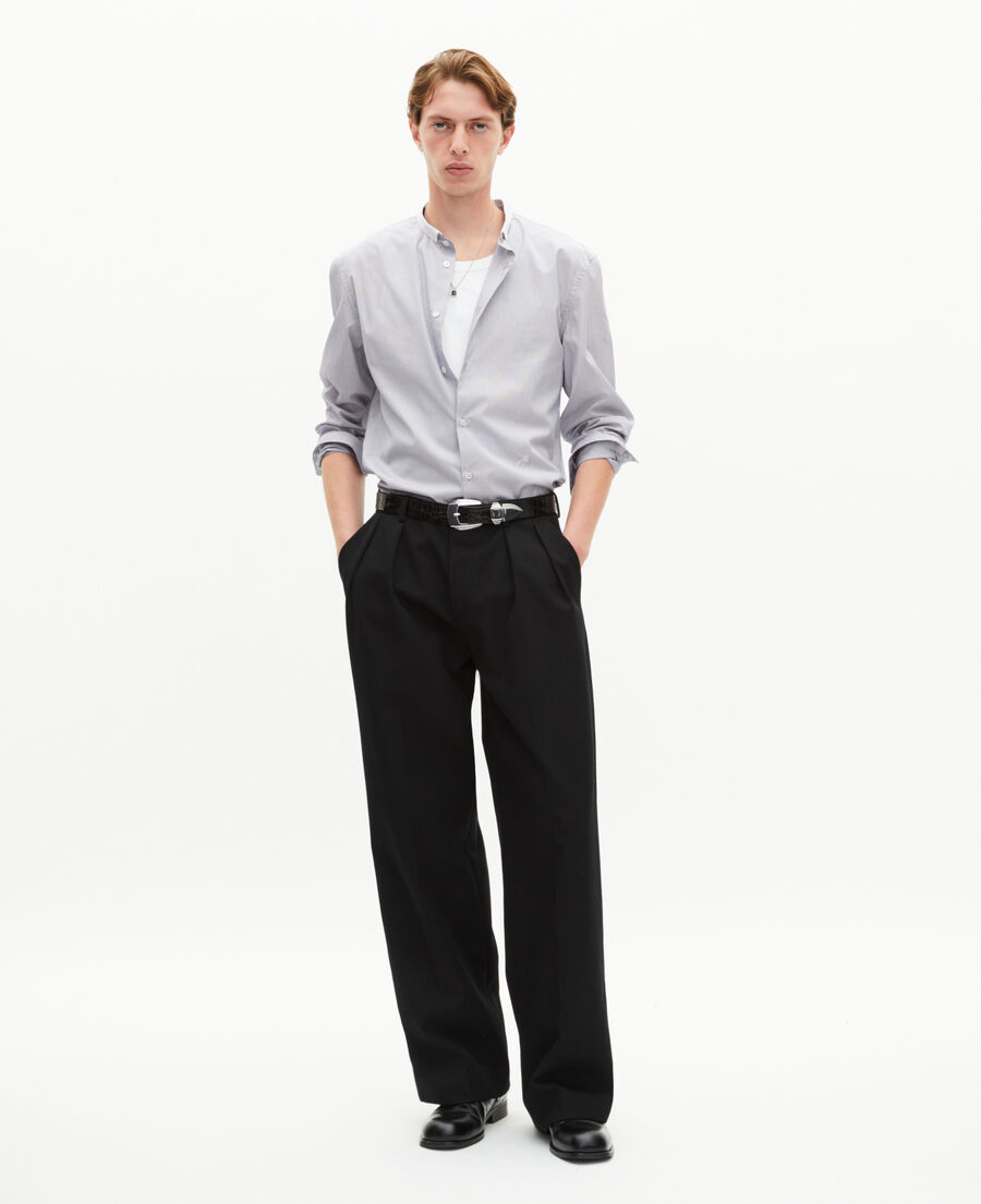 The Kooples HERREN WHITE / BLUE hemd mit offizierskragen und feinen streifen in hellblau