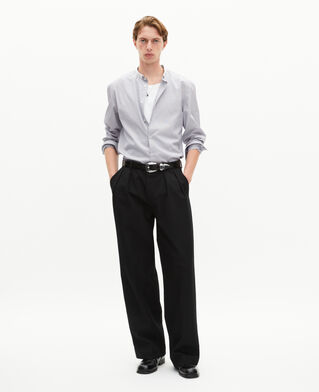 The Kooples HERREN WHITE / BLUE hemd mit offizierskragen und feinen streifen in hellblau