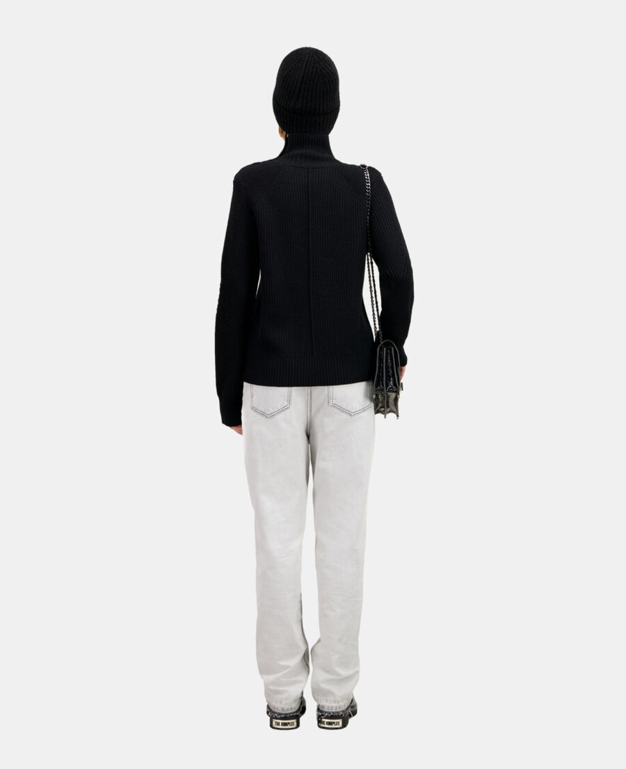 black wool sweater with bijou buttons