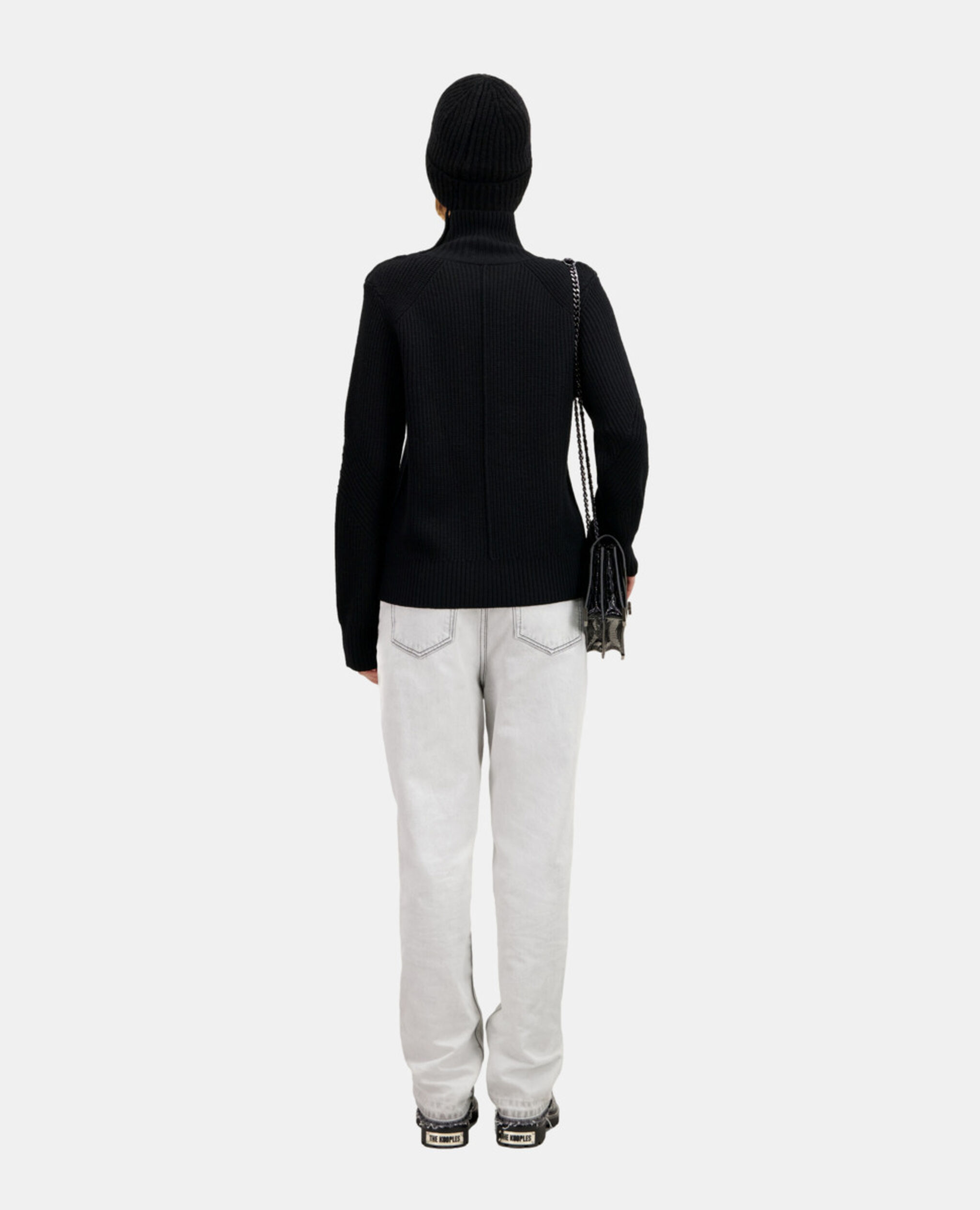 Black wool sweater with bijou buttons, BLACK, hi-res image number null