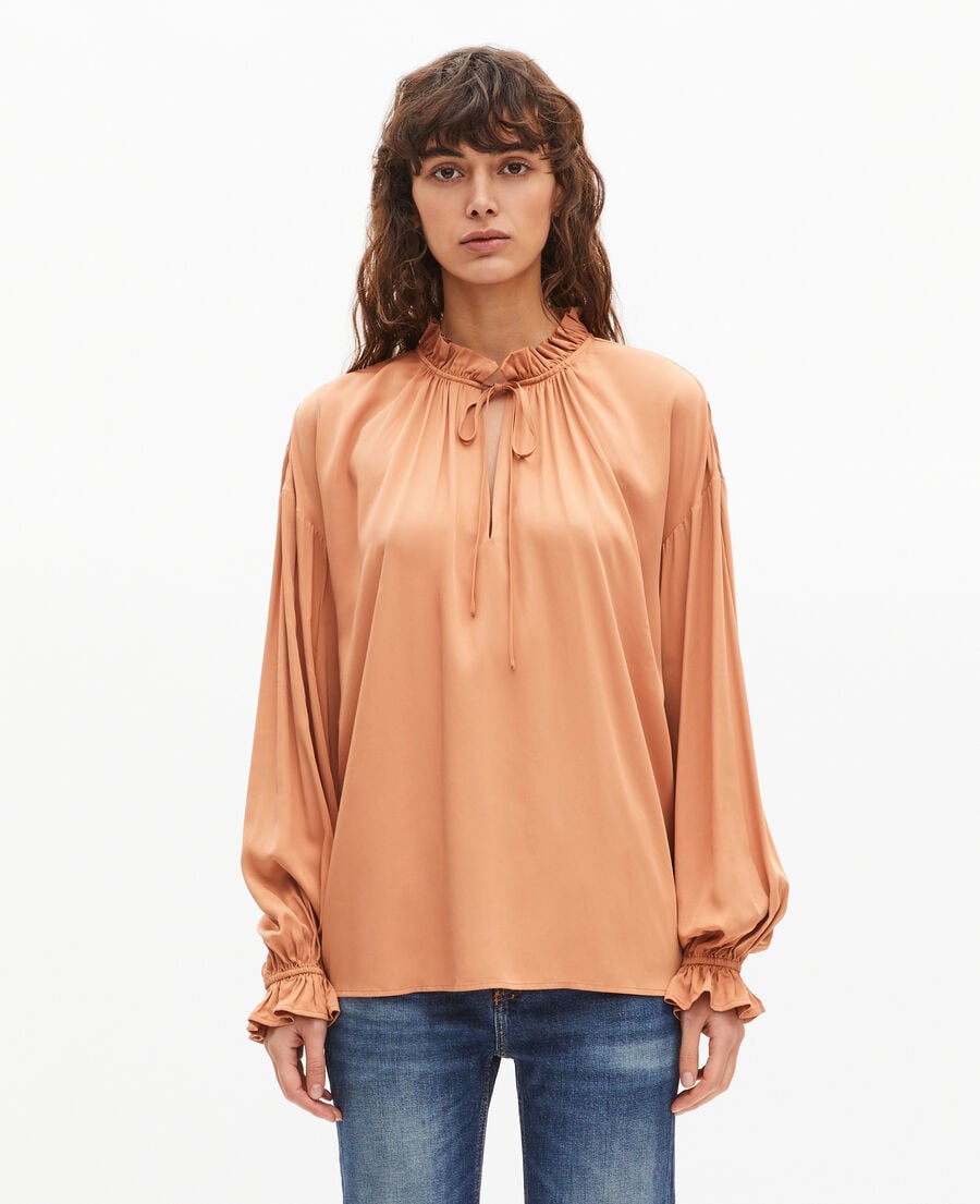 The Kooples F CAMEL blouse with dark orange ruffles