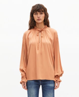 The Kooples F CAMEL blouse with dark orange ruffles