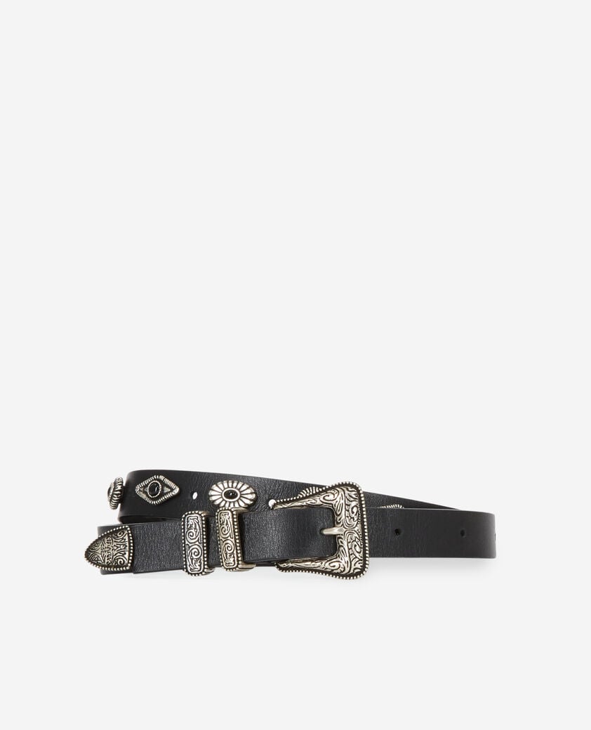 The Kooples MIXED BLACK black leather belt