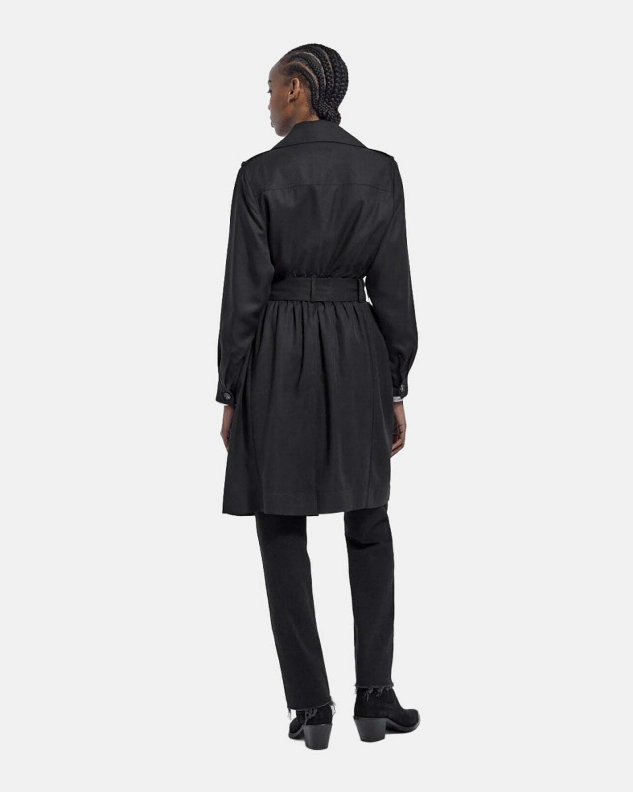 The Kooples FEMME BLACK trench noir tencel élastique dos