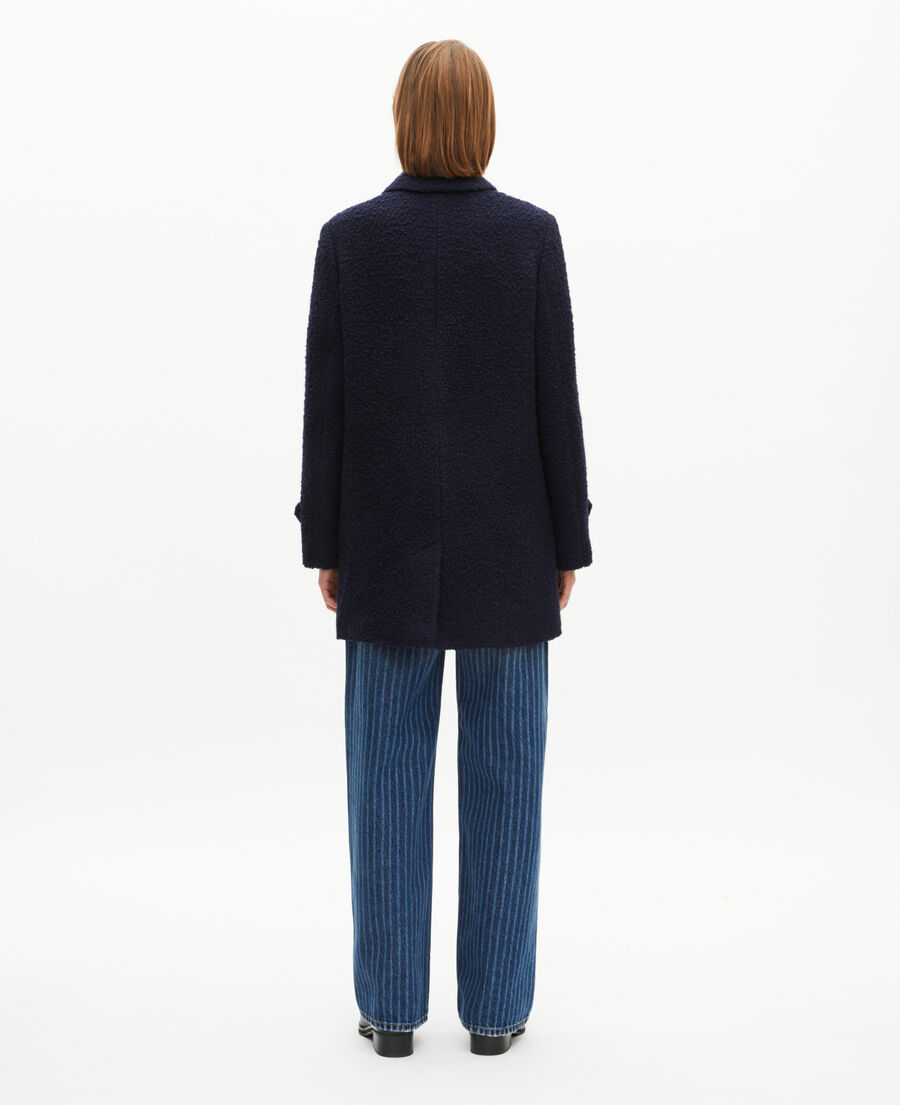 The Kooples WOMEN NAVY navy bouclette wool coat