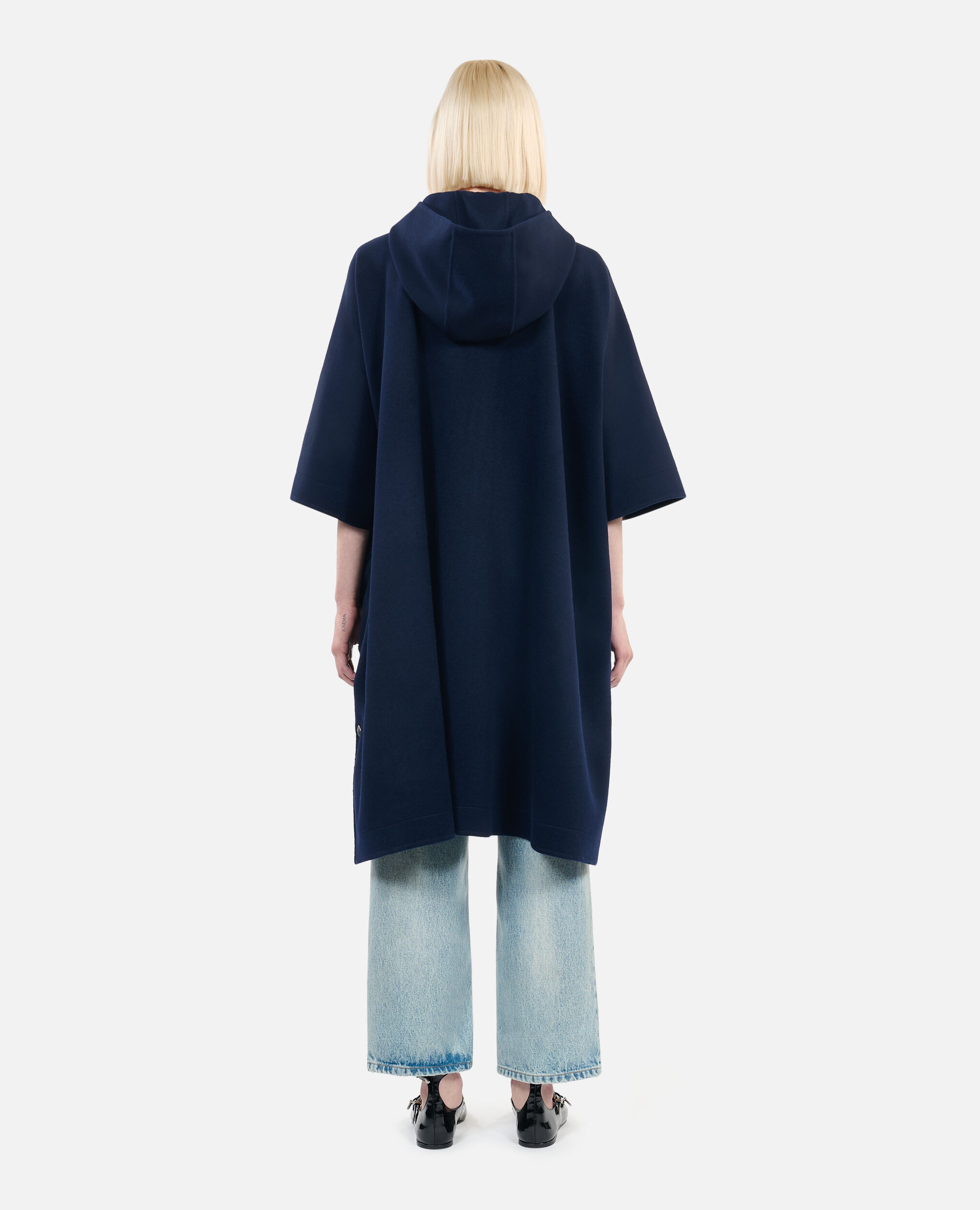 Navy blue cape jacket cheap
