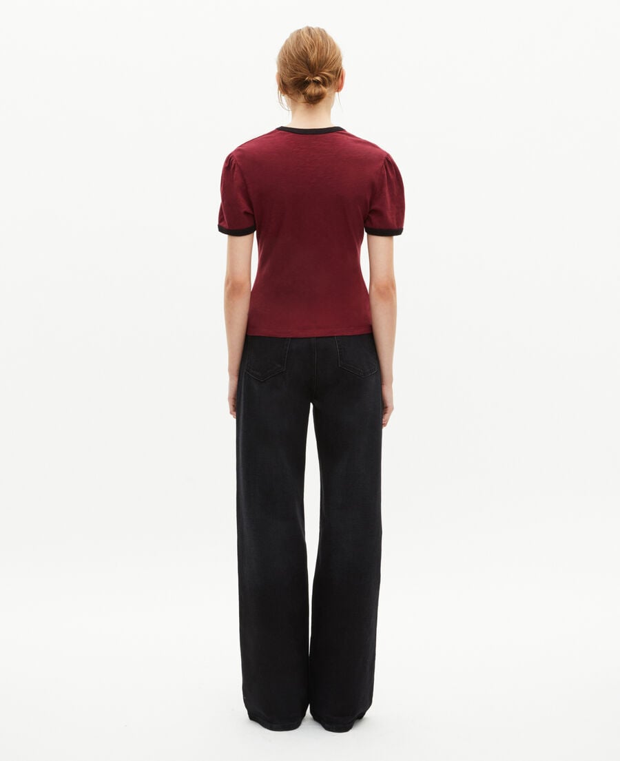 The Kooples FEMME WINE RED t-shirt avec s&eacute;rigraphie &agrave; strass rouge