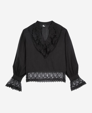 The Kooples WOMEN BLACK blouse with black guipure