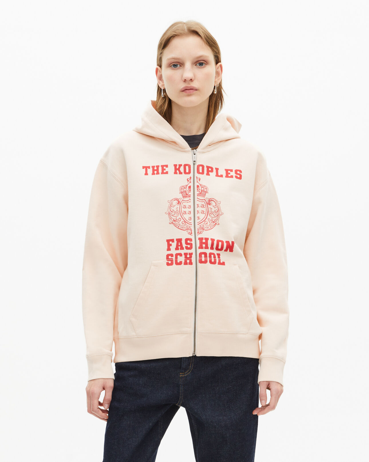 The Kooples WOMEN ECRU ecru hooded sweatshirt with screen print