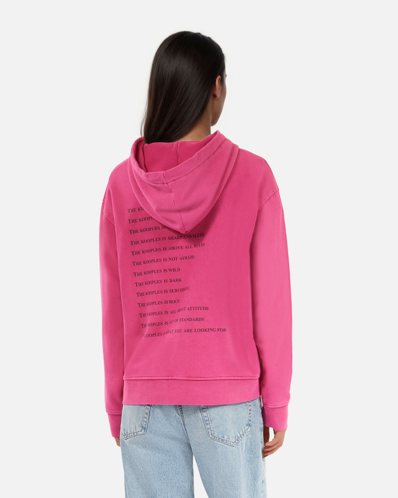 The Kooples WOMEN FUSHIA what is pink hooded sweatshirt