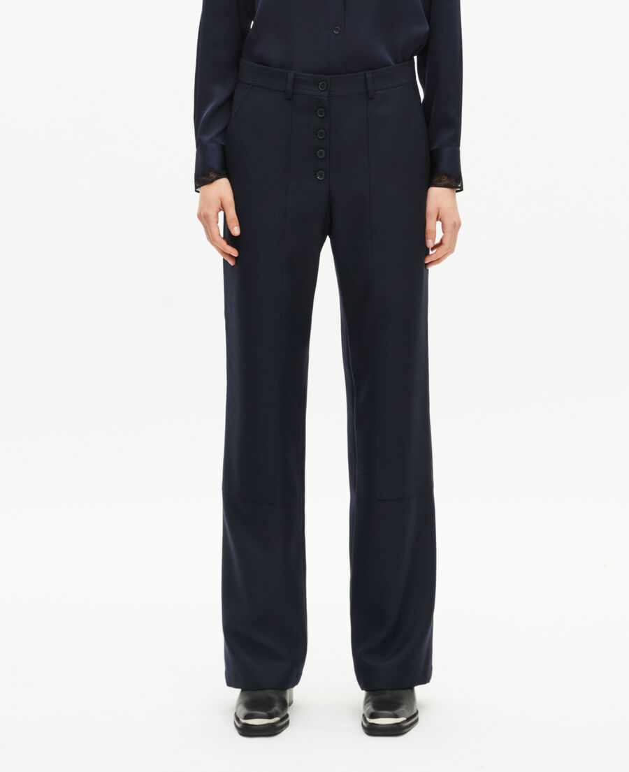 The Kooples DAMEN NAVY gerade geschnittene hose mit knöpfen in marine