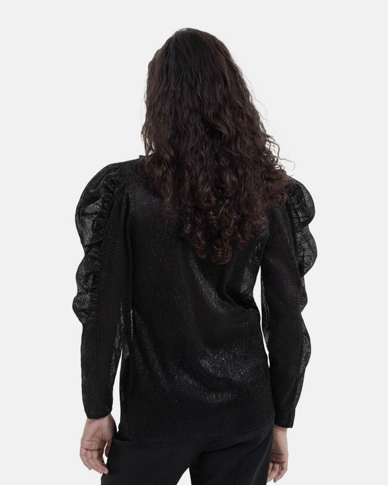 The Kooples WOMEN BLACK flowing black top with puffed sleeves