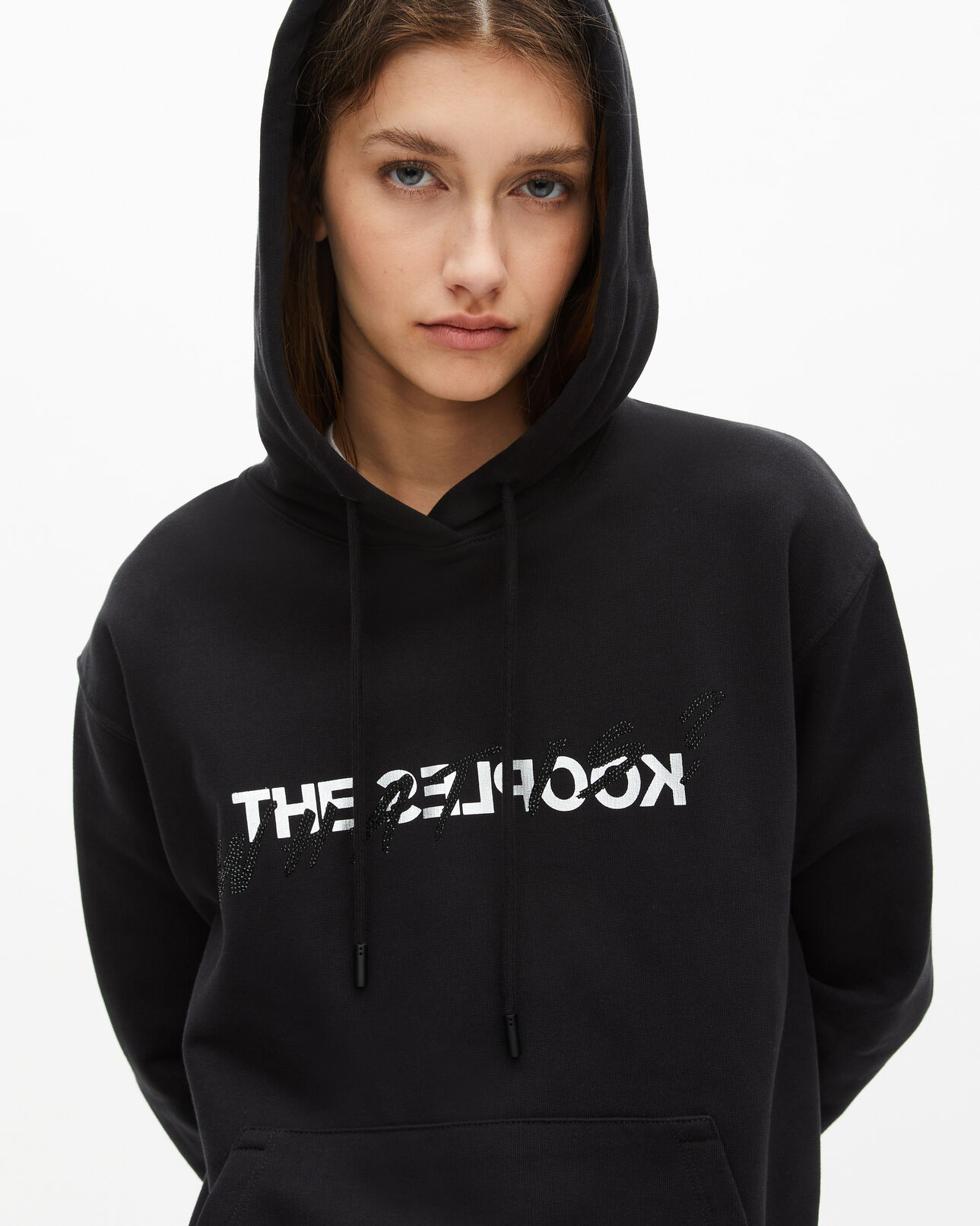 The Kooples FEMME BLACK sweatshirt à capuche what is avec strass noir