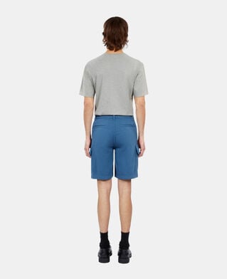 The Kooples HOMME MIDDLE NAVY short cargo en coton et lin bleu