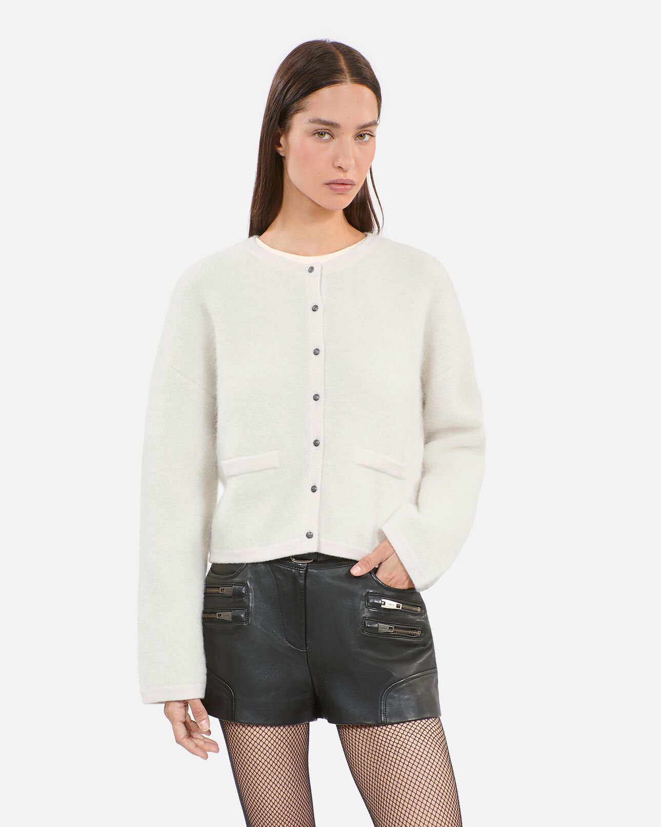 The Kooples WOMEN ECRU ecru alpaca and wool cardigan
