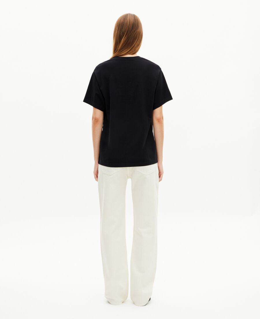 The Kooples WOMEN BLACK WASHED t-shirt with black rhinestone screen print