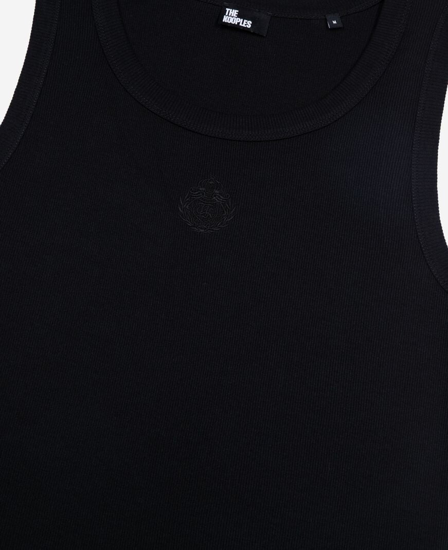 The Kooples HERREN BLACK WASHED tanktop mit stickerei wappen schwarz