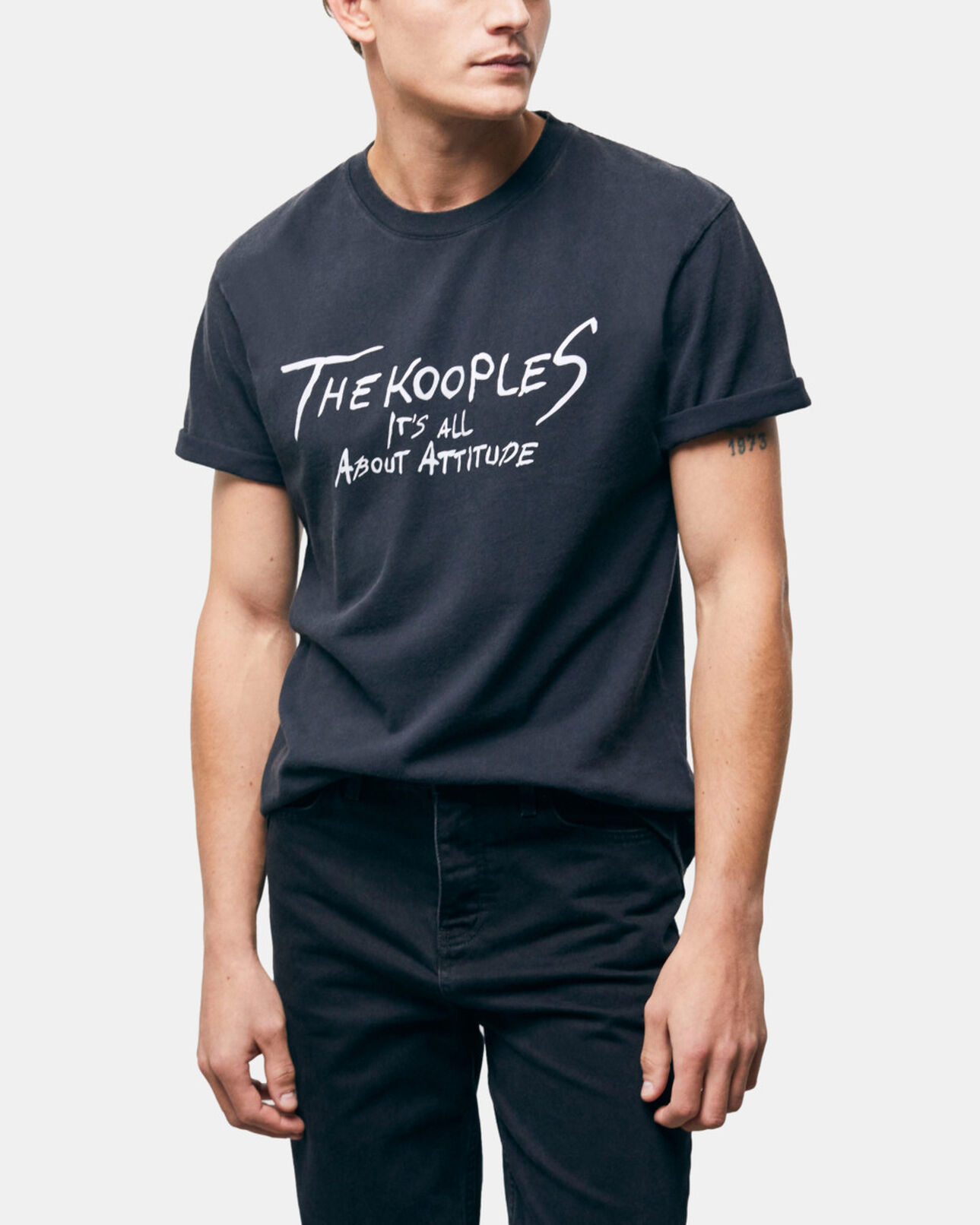 The Kooples HOMME BLACK WASHED t-shirt logo the kooples noir