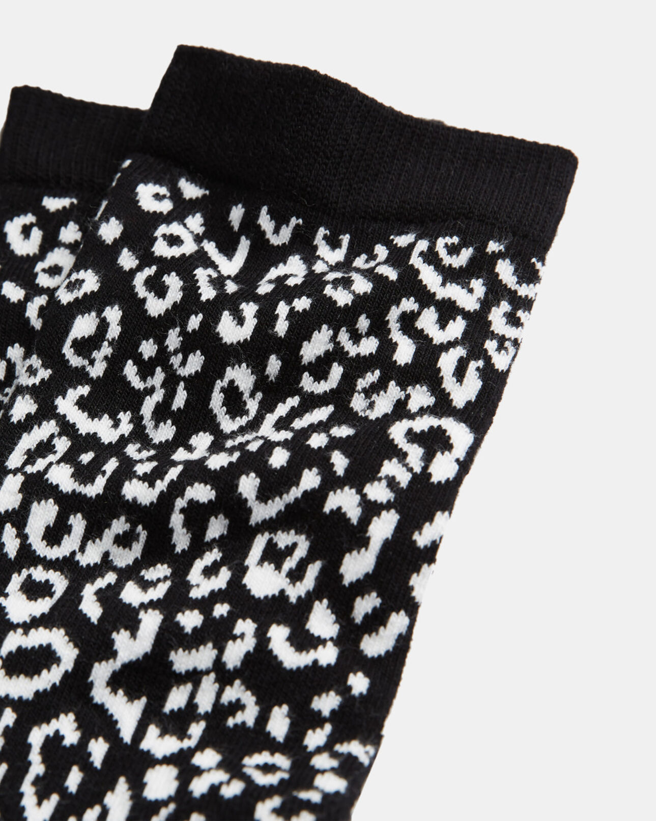 The Kooples MIXED BLACK WHITE black leopard print cotton socks