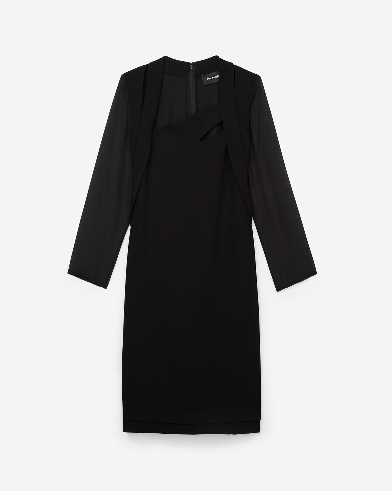 The Kooples DAMEN BLACK langärmeliges schwarzes kleid mit schlitz