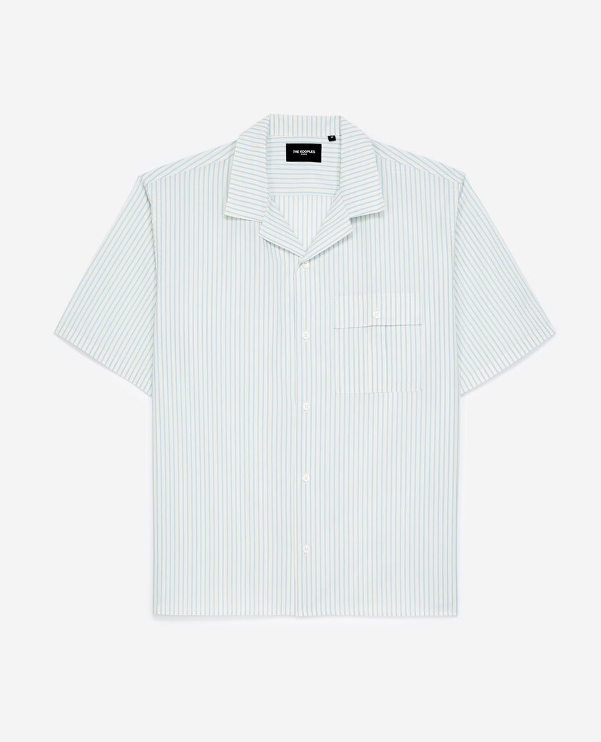 The Kooples HOMBRE BABY BLUE - YELLOW camisa cuello hawaiano crudo azul rayas