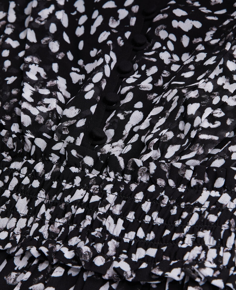 short printed dress with smocking