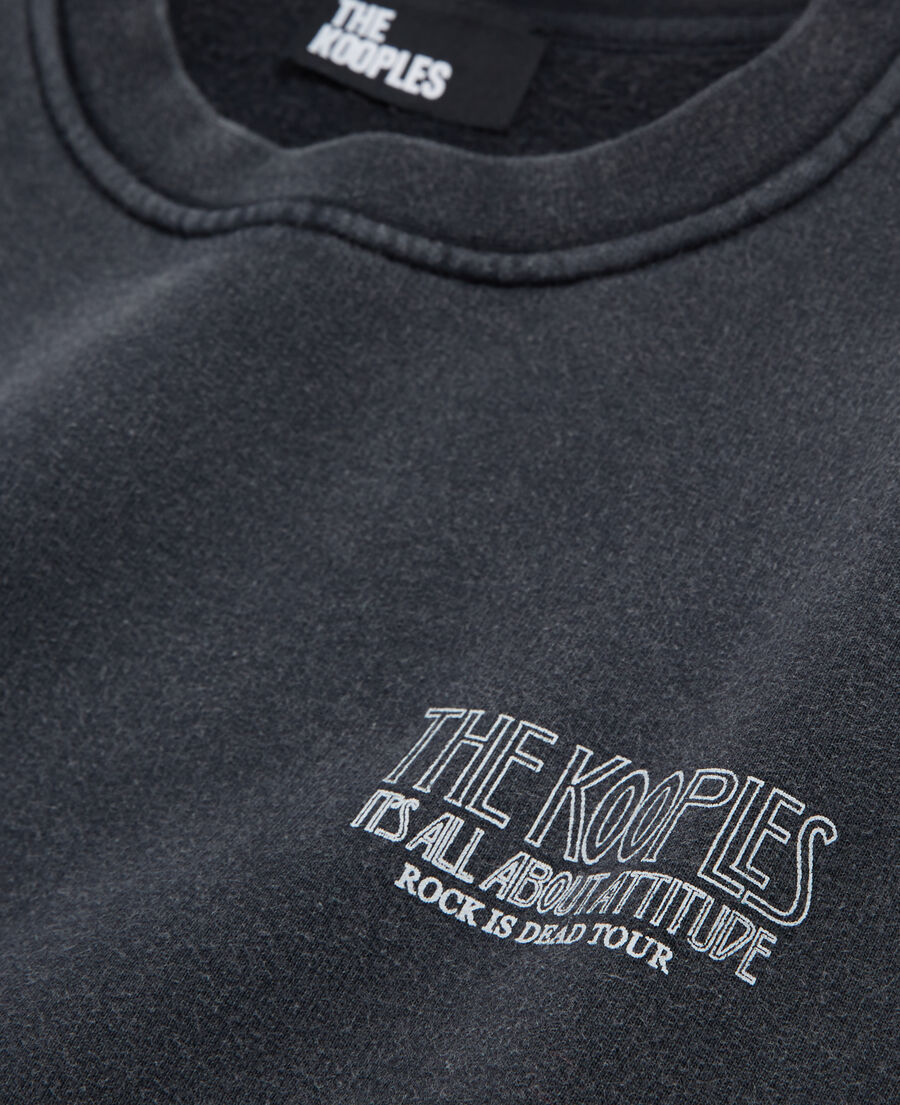 black sweatshirt with skull screen print