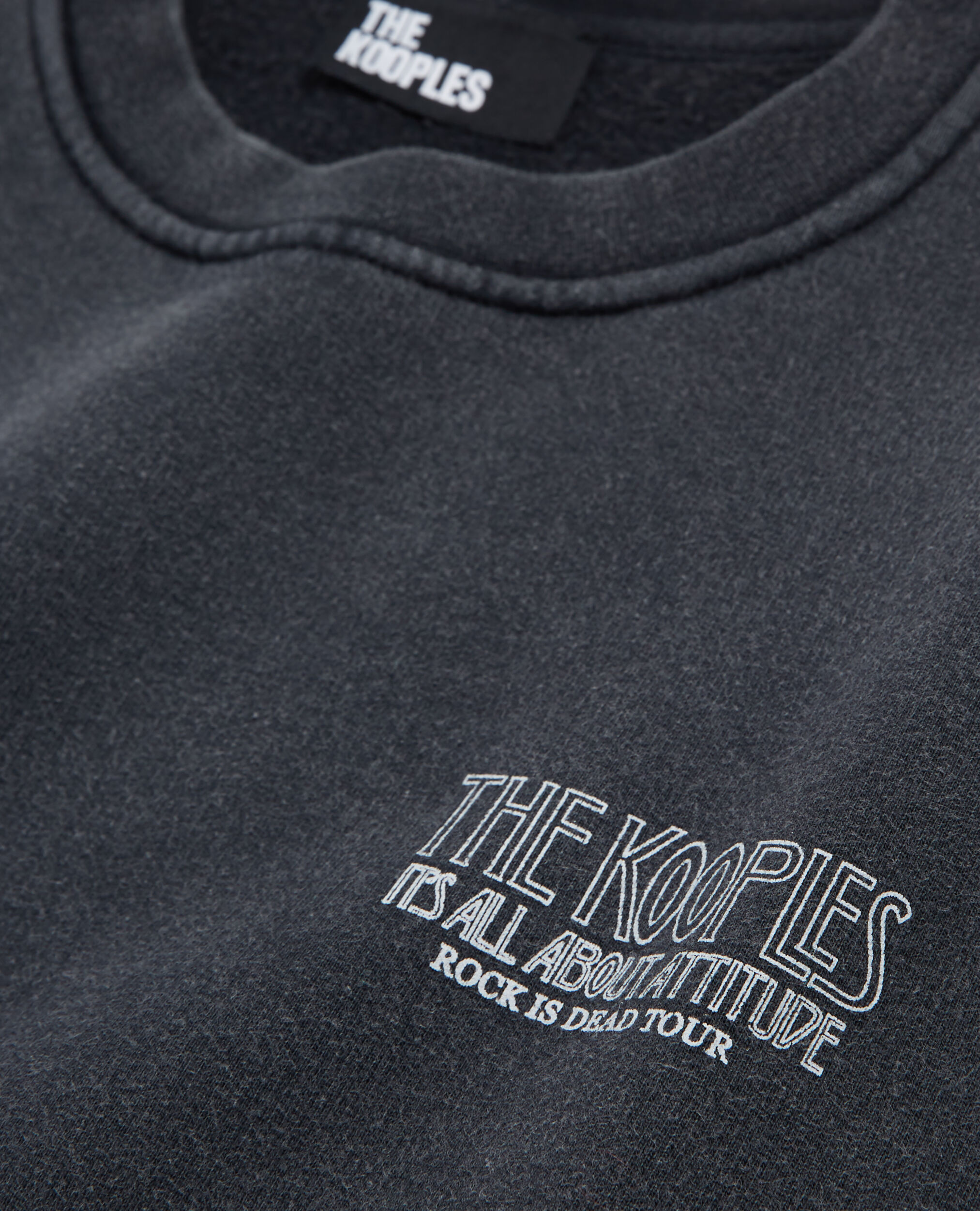 Black sweatshirt with skull screen print, BLACK WASHED, hi-res image number null