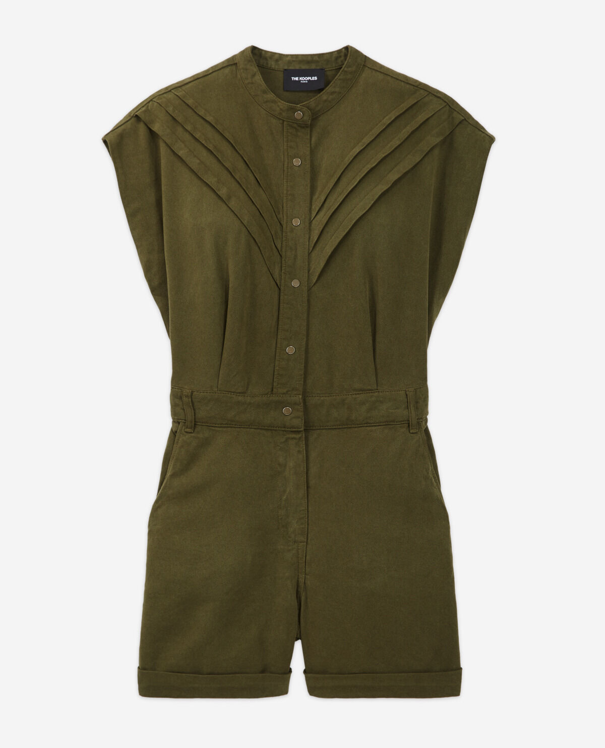 Khaki tencel button up playsuit