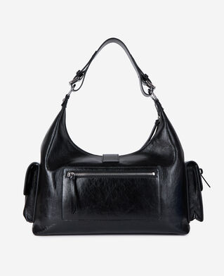 The Kooples FEMME BLACK sac amelia xl en cuir craquelé noir