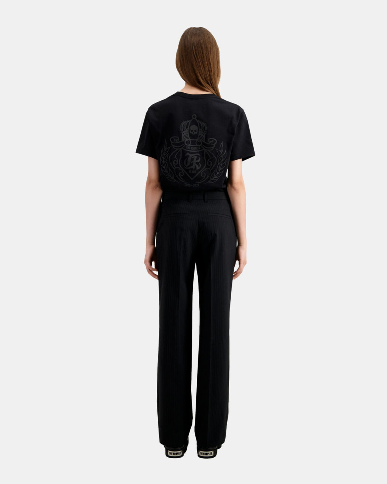 The Kooples DAMEN BLACK WHITE schwarze anzughose aus gestreifter wolle