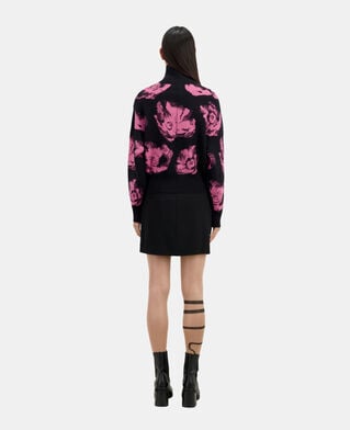 The Kooples FEMME BLACK / PINK pull noir avec fleurs