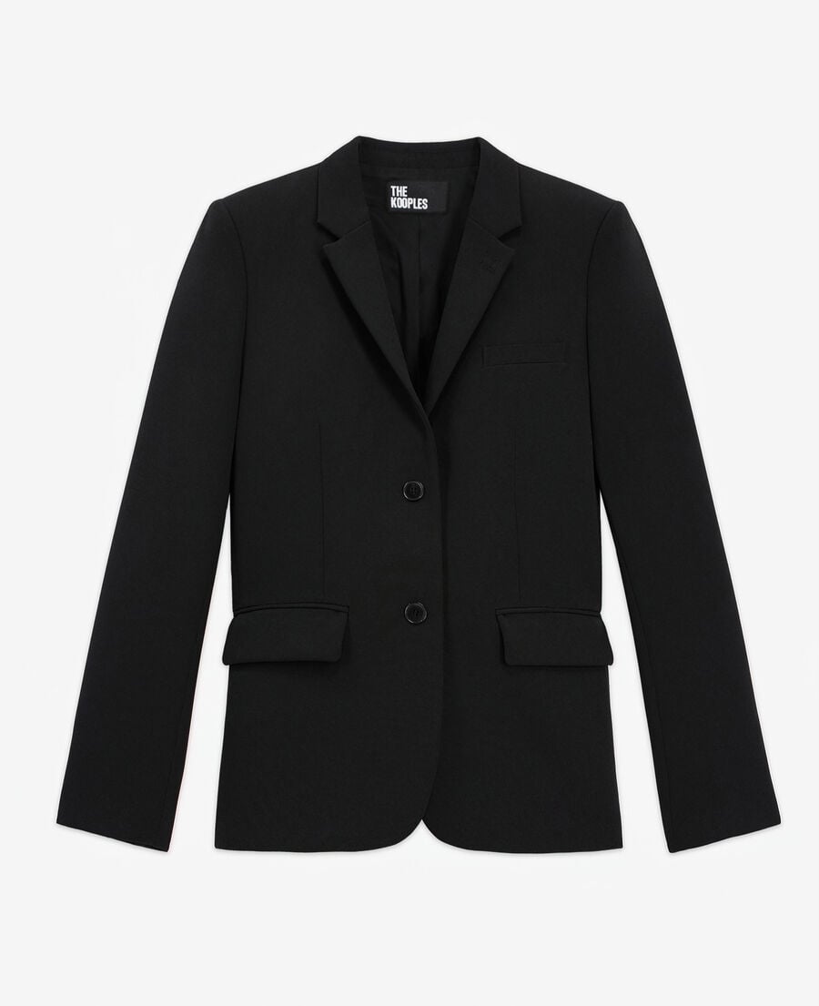 The Kooples WOMEN BLACK black crêpe suit jacket structured shape